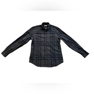 Designer Black Tonal Plaid Shirt | Mens US L